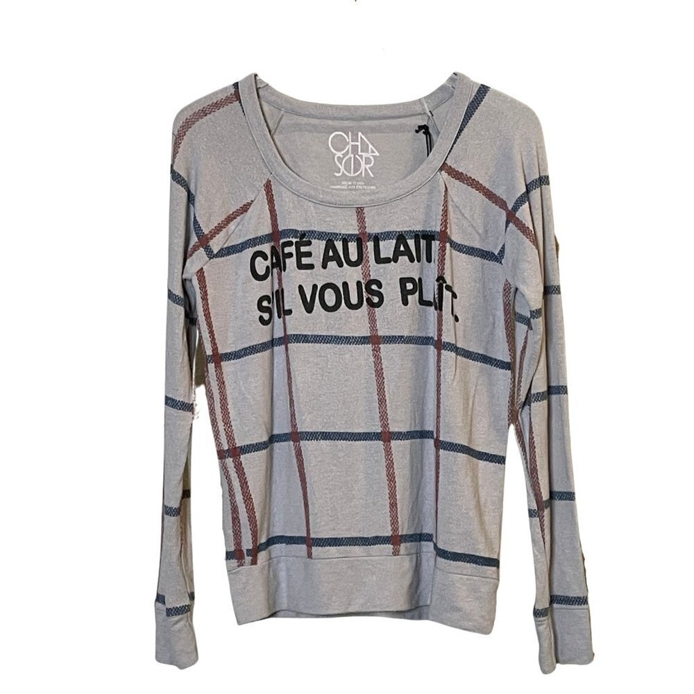 NWT Chaser Cafe Au Lait Si'l Vous Plait Fuzzy Sweater Sz. M